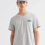 Summer printed v neck t-shirt casual cotton tee
