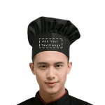 Chef skull cap in black comfortable kitchen headwear