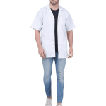lapel notch long lab coat white medical