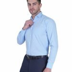 Light Blue Poly Cotton Formal Shirt for Corporate Uniforms
